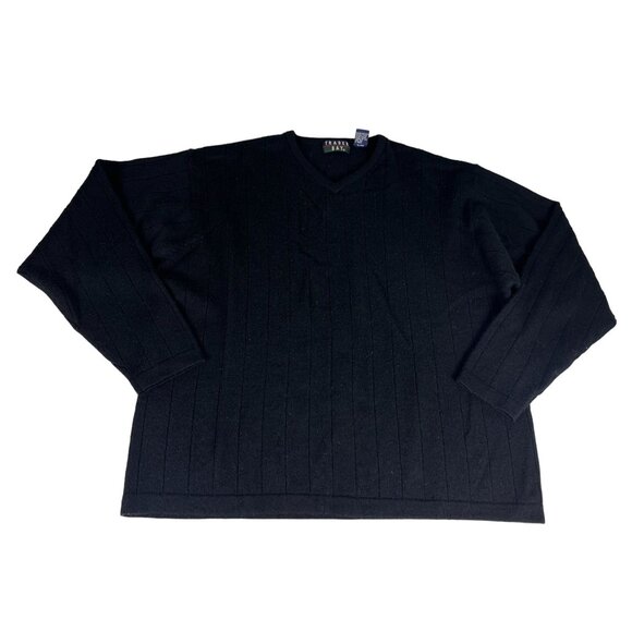 Trader Bay Wool Acrylic Sweater Mens XL Black V-Neck Pullover Long Sleeve Winter - Picture 1 of 4